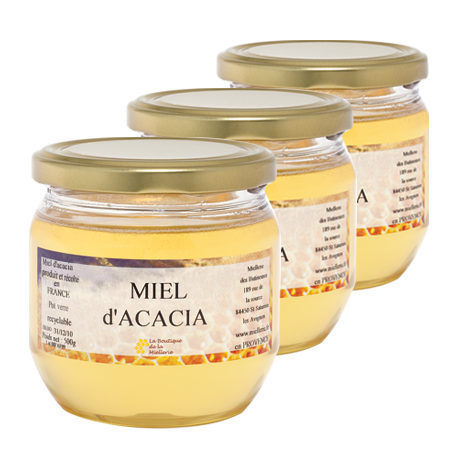 Miel d'Acacia, les 3 pots de 500g